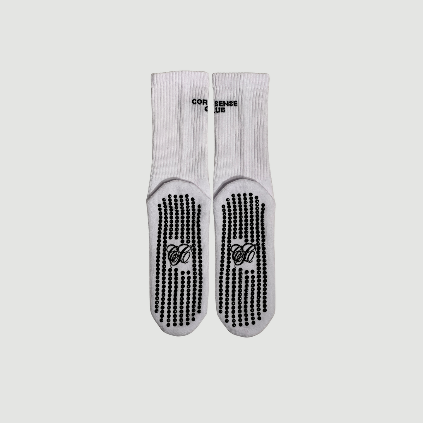 Core Sense Club Pilates Grip Socks – White | Non-Slip & Stylish