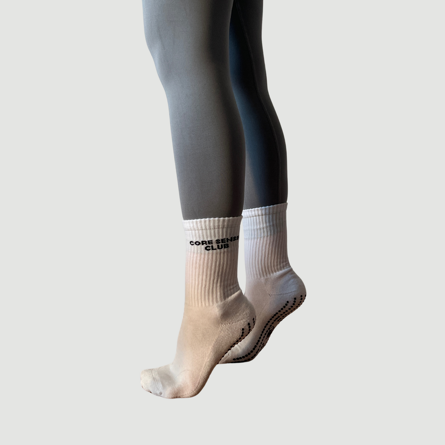 Core Sense Club Pilates Grip Socks – White | Non-Slip & Stylish