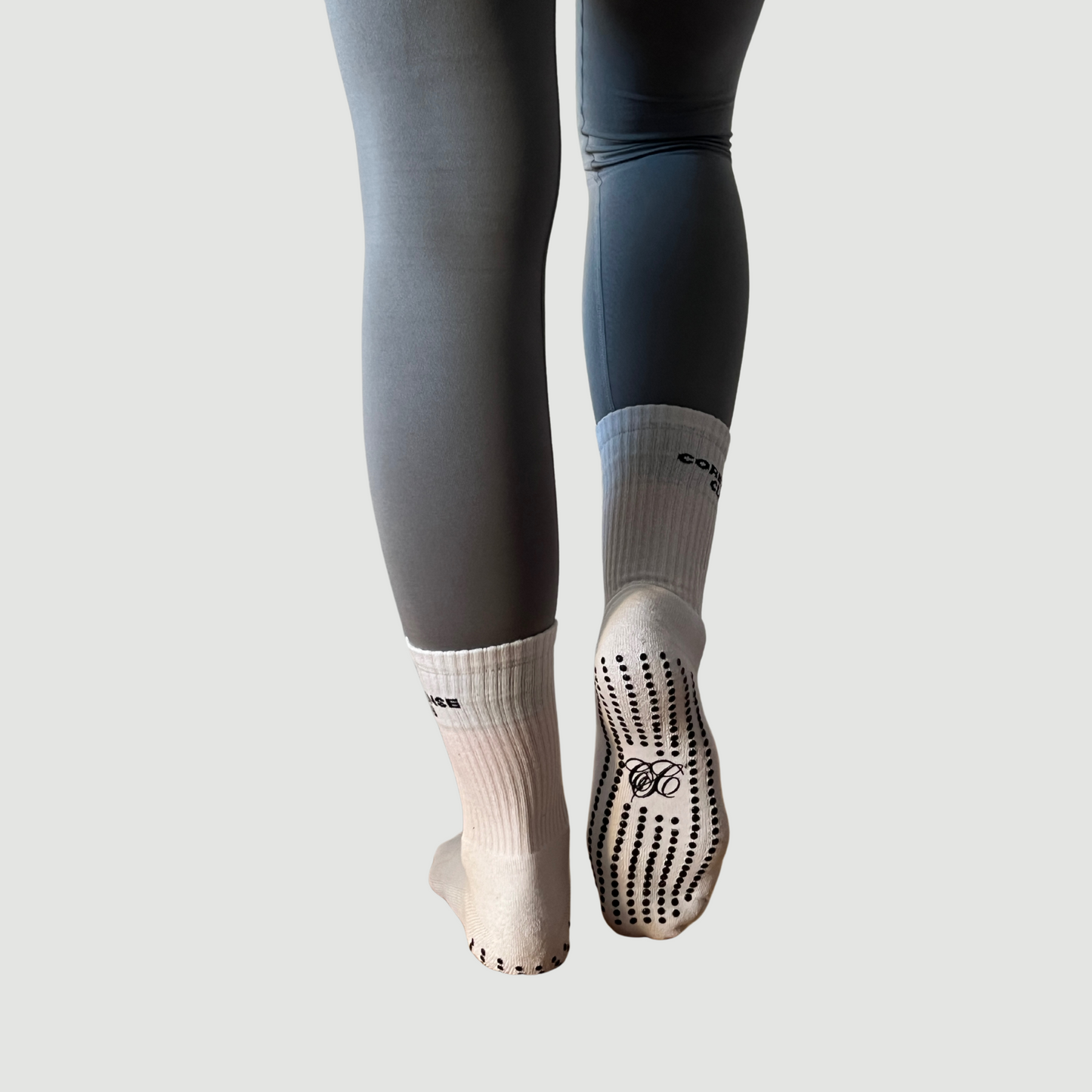 Core Sense Club Pilates Grip Socks – White | Non-Slip & Stylish